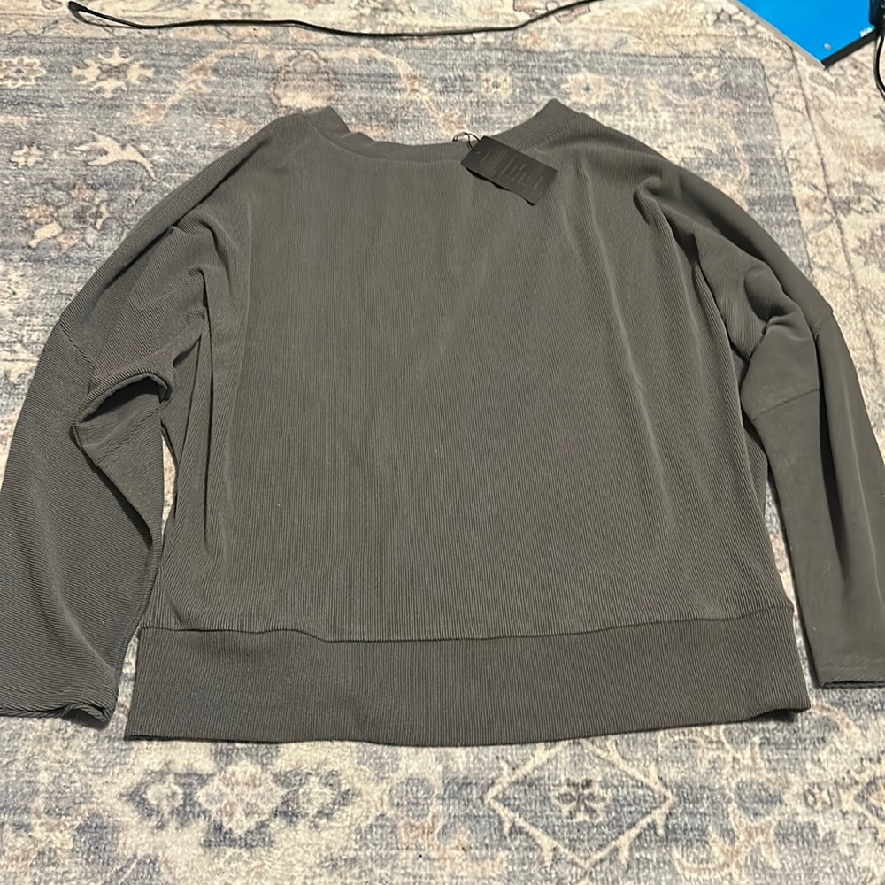 Soft gray ribbed sweater